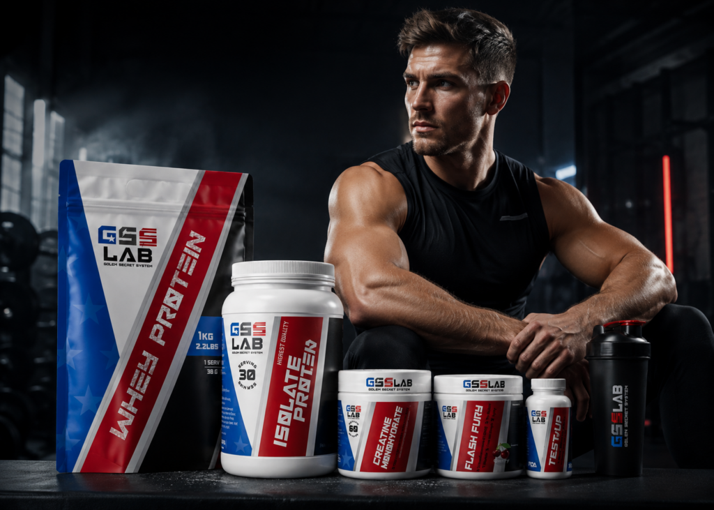 GSS Lab performance nutrition products with athlete